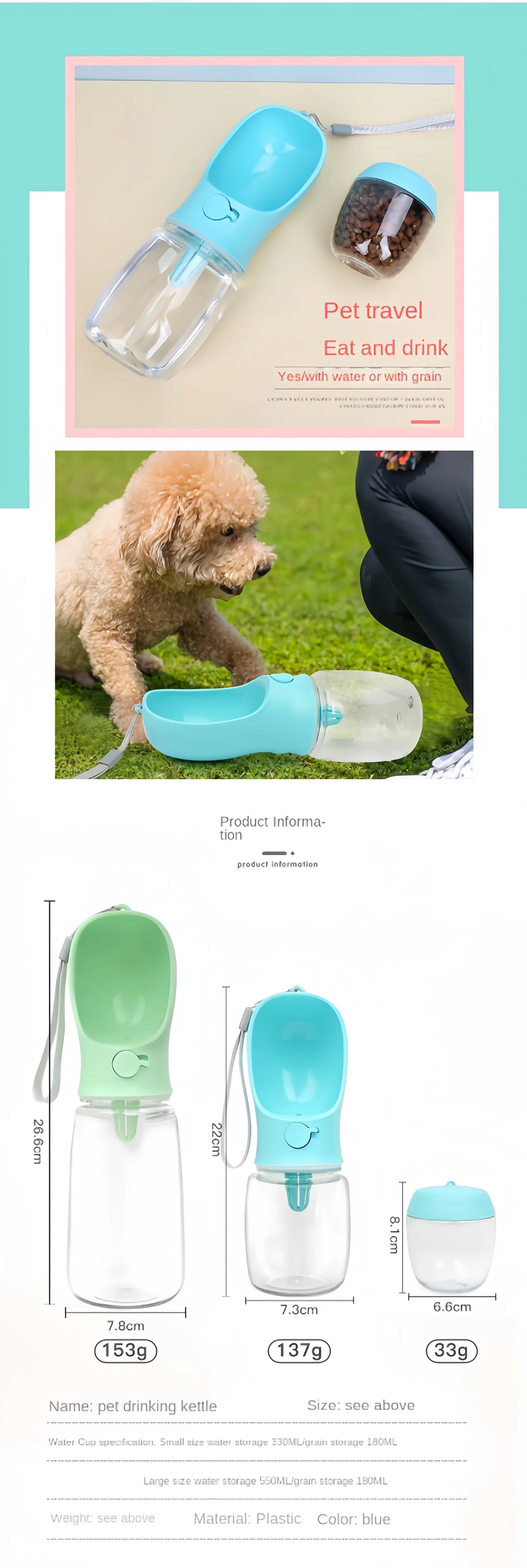 Portable Dog/Cat Water Bottle