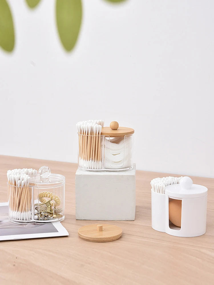 Home Cotton Swab Organizer Dustproof Portable Durable Bathroom Jar