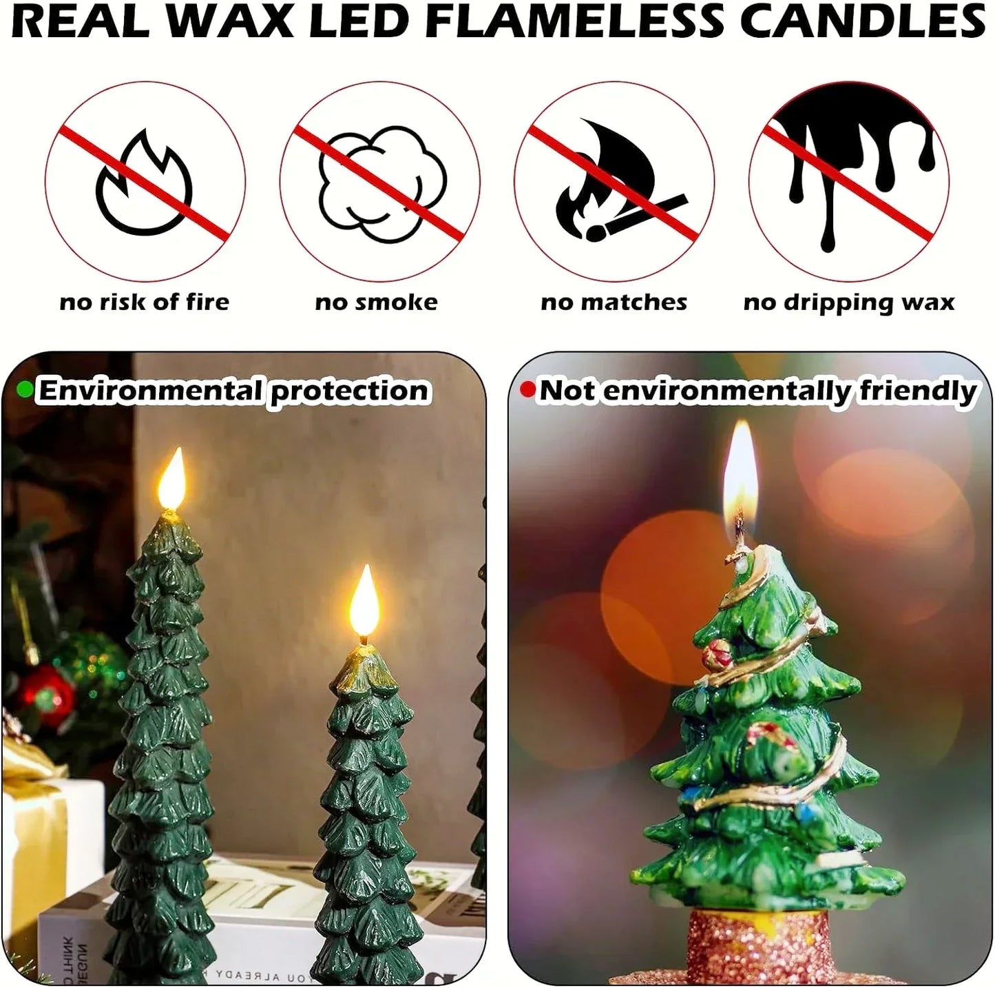 3/4pcs LED Flameless Christmas Candles