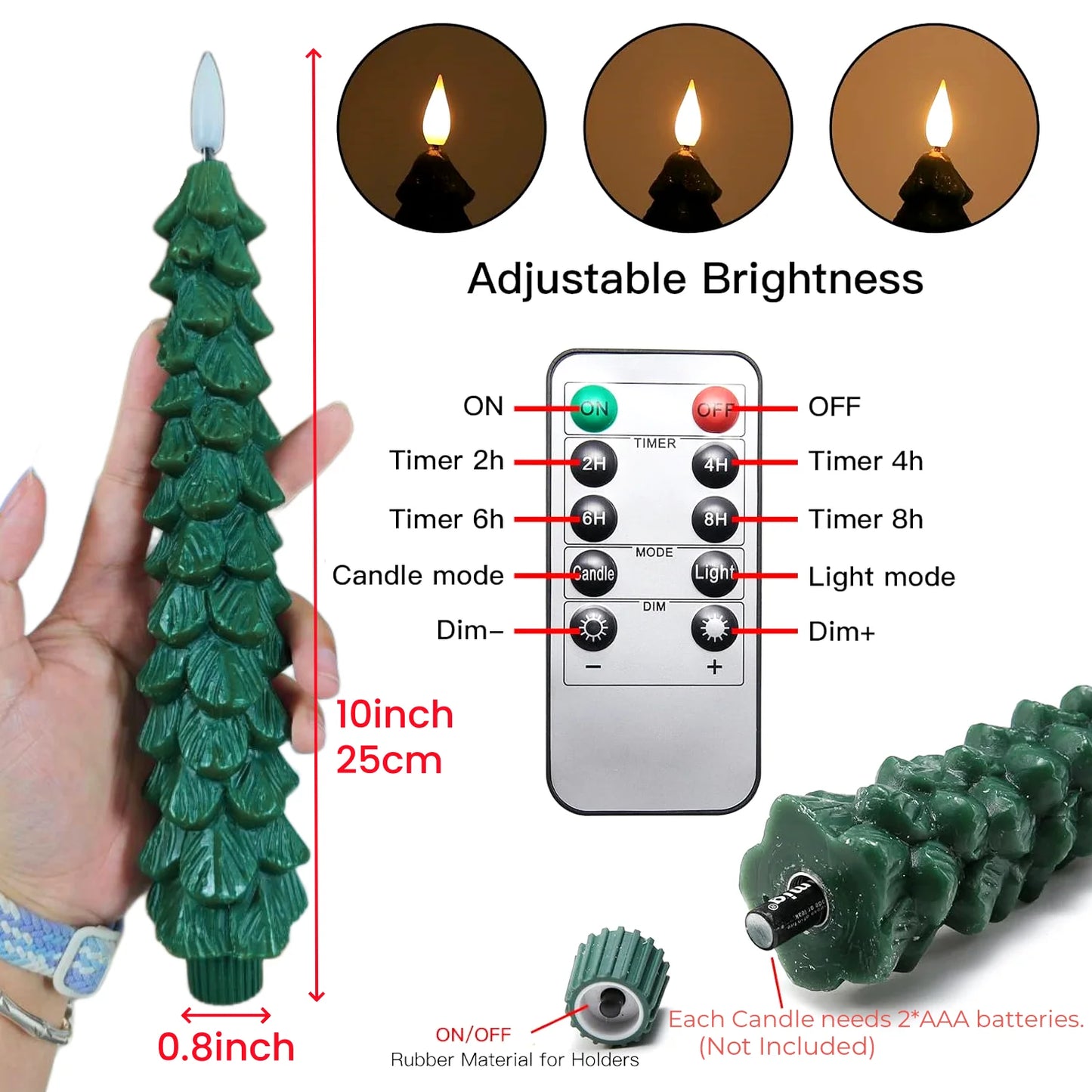 3/4pcs LED Flameless Christmas Candles