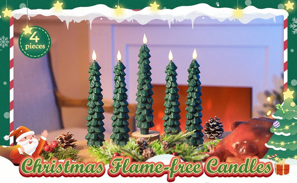 3/4pcs LED Flameless Christmas Candles