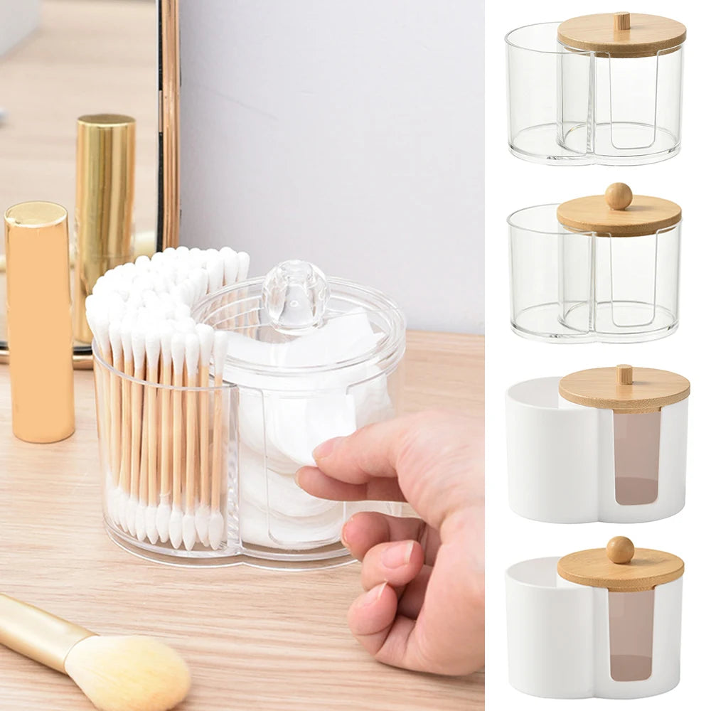 Home Cotton Swab Organizer Dustproof Portable Durable Bathroom Jar