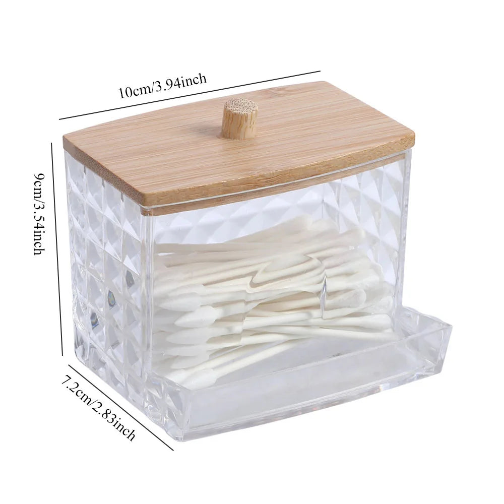 Home Cotton Swab Organizer Dustproof Portable Durable Bathroom Jar