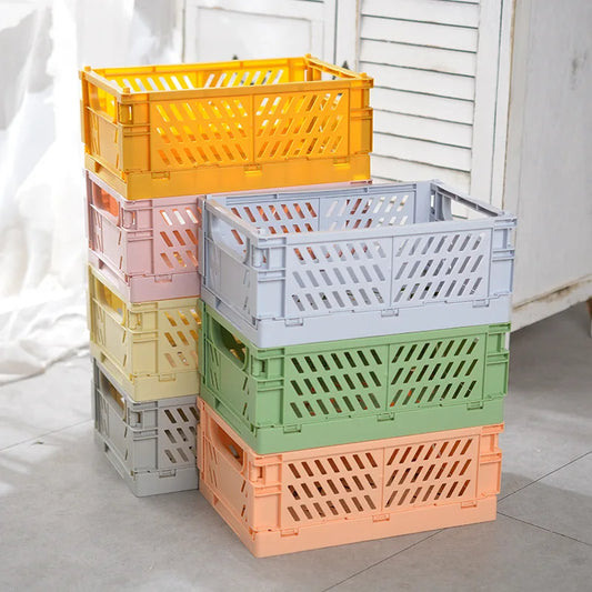 Collapsible Crate Plastic Folding Storage Box Basket