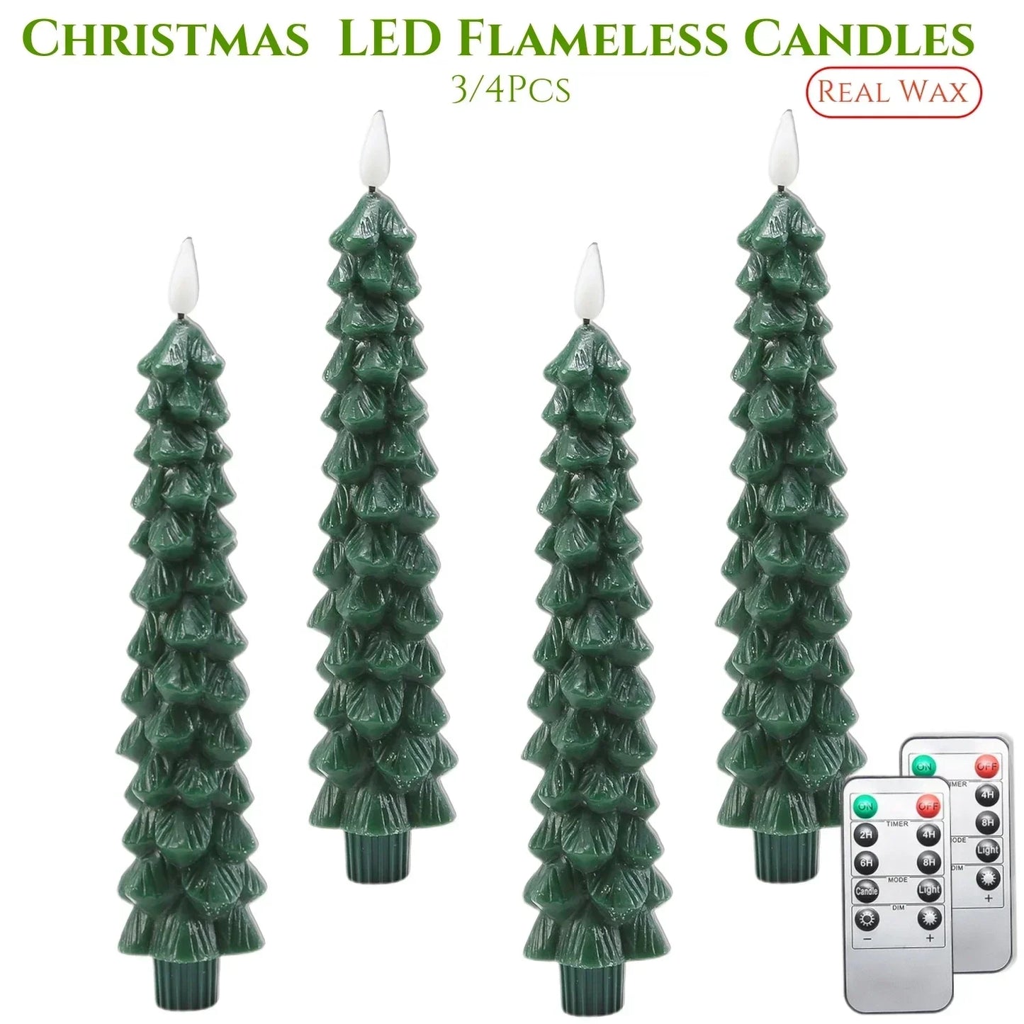 3/4pcs LED Flameless Christmas Candles