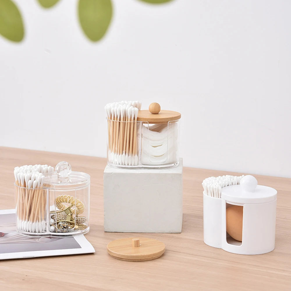 Home Cotton Swab Organizer Dustproof Portable Durable Bathroom Jar