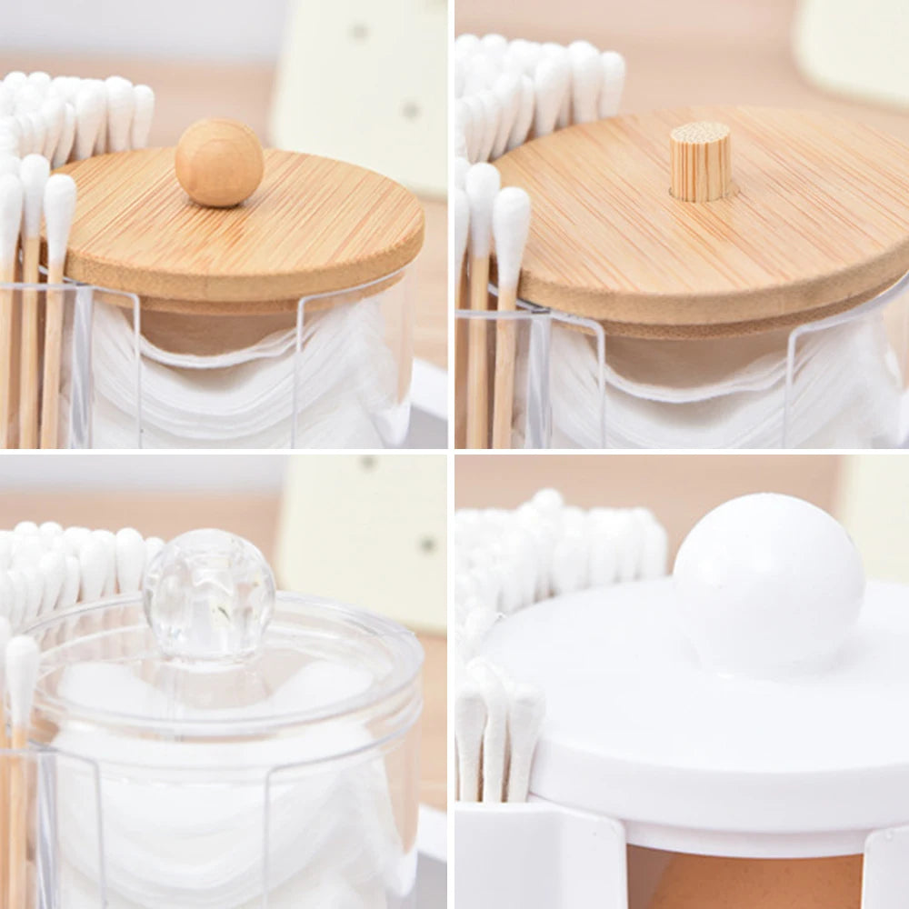 Home Cotton Swab Organizer Dustproof Portable Durable Bathroom Jar